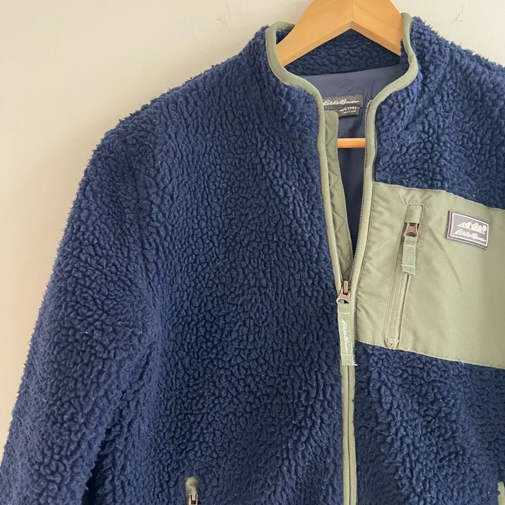 Eddie Bauer Sherpa Fleece Jacket Youth L‎ 14 Outdoor Hiking Gorpcore Cozy Kids